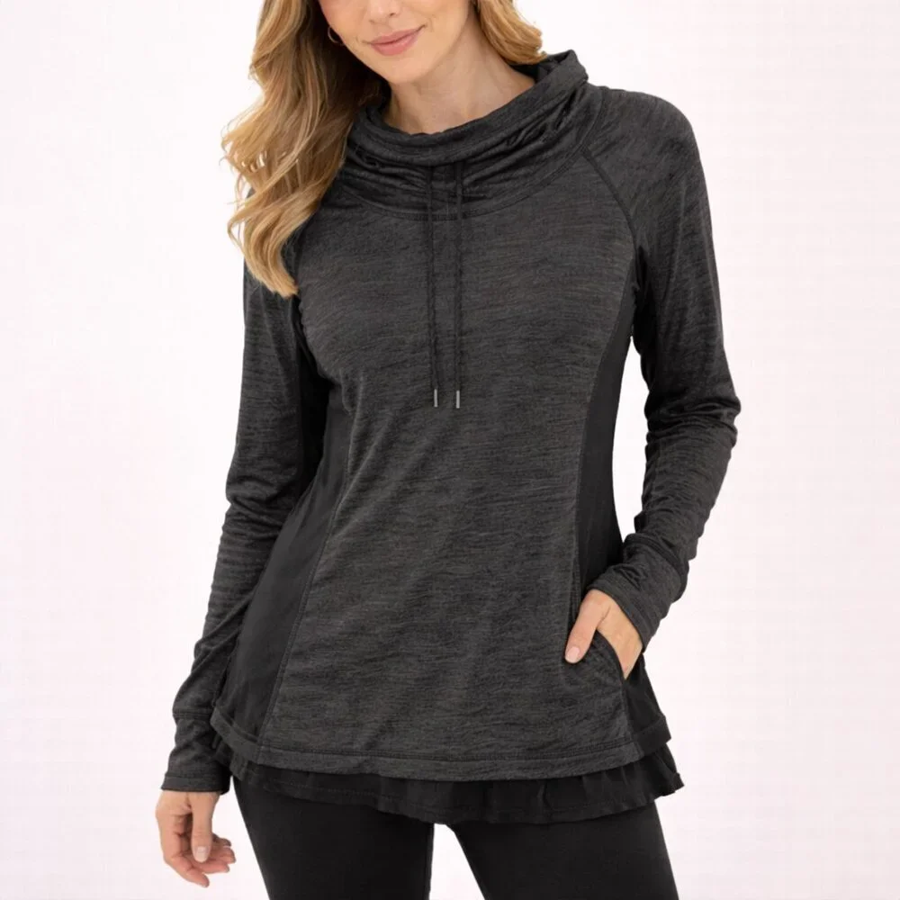 Lululemon Run in the Sun Hoodie 6 Black UPF Pullover Thumbholes